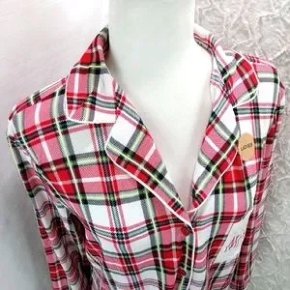 NWT Rae Dunn MERRY Tartan Plaid Notch Collar Pajamas, Size Large soft cozy comfy - Picture 4 of 9
